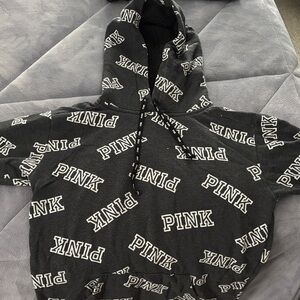 PINK Victoria's Secret Black Hoodie with White Logo